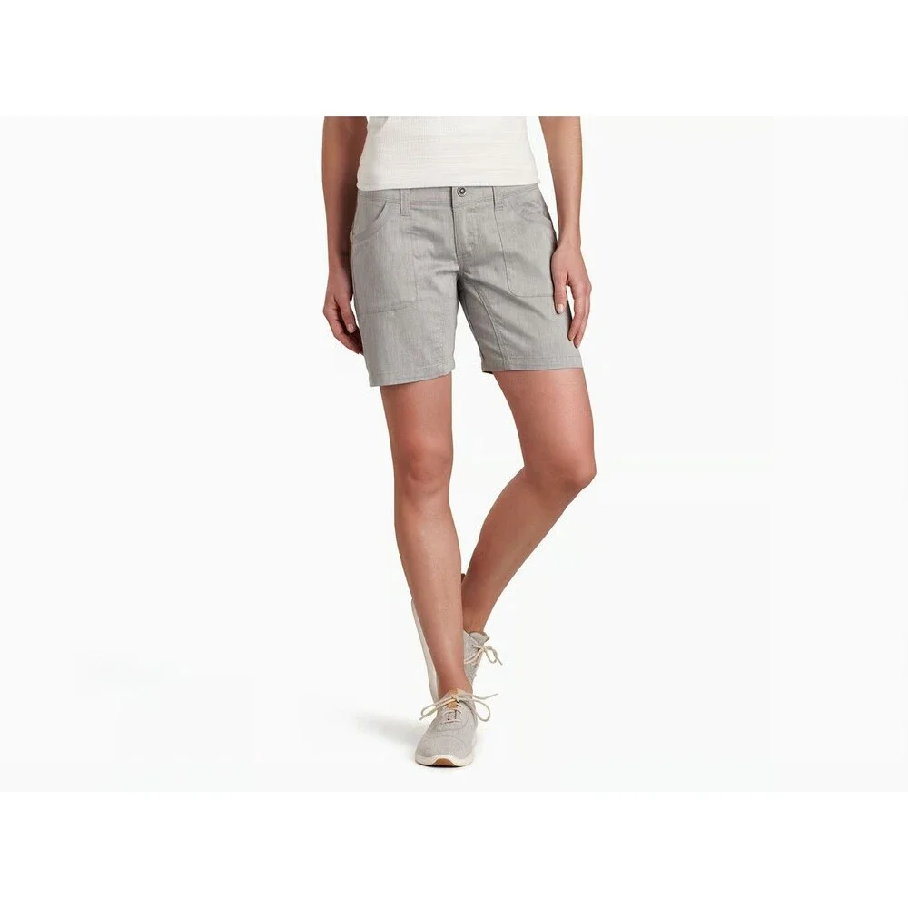 KUHL Cabo Shorts Womens 8 Ash Gray Lightweight Linen Blend